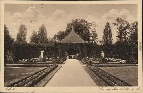 Ansichtskarte Erfurt Sondergarten im Stadtpark 1919 