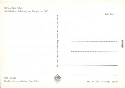 Ansichtskarte Erfurt Erfurter Dom: Schnitzrelief - Anbetung der Könige 1980