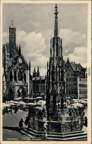 Ansichtskarte Nürnberg Schöner-Brunnen 1940