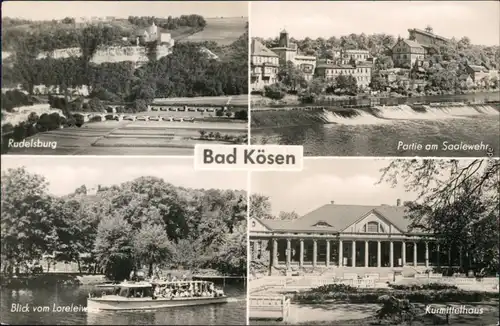 Bad Kösen Rudelsburg, Partie am Saalewehr, Blick vom Loreleiweg,   1959