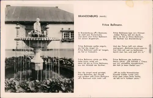 Ansichtskarte Brandenburg an der Havel Brunnen - Fritz Bollmann - Gedicht 1956