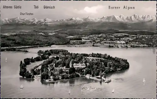 Ansichtskarte Konstanz Luftbilder Insel Mainau 1961