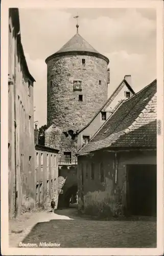 Ansichtskarte Bautzen Budyšin Nikolaiturm und -tor 1954