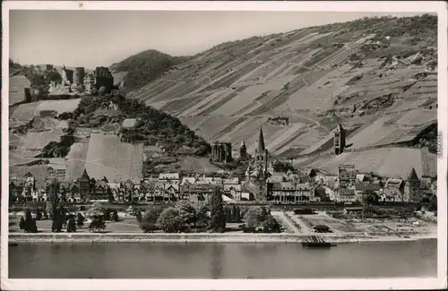 Ansichtskarte Bacharach Blick auf die Stadt mit Burg Stahleck 1953 