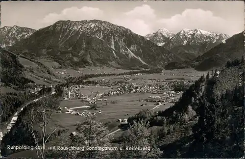 Ruhpolding Panorama-Ansicht mit Rauschberg Sonntagshorn und Reifelberg 1953 