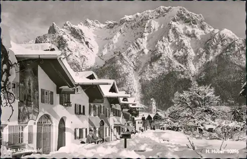 Ansichtskarte Mittenwald Panorama-Ansicht - Winterlandschaft 1964