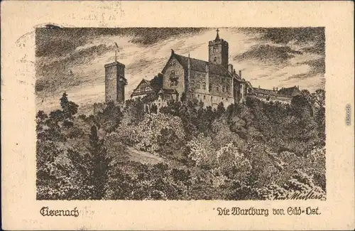 Ansichtskarte Eisenach Wartburg von Süs-Ost 1923