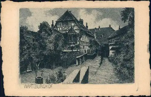 Ansichtskarte Ansichtskarte Eisenach Wartburghof- Künstlerkarte 1923