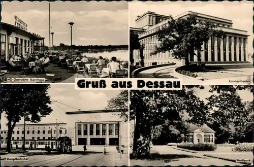 Dessau Roßlau HO-Gaststätte Kornhaus, Landestheater, Hauptbahnhof 1960