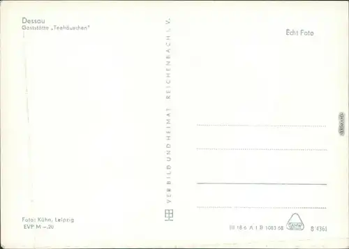 Ansichtskarte Dessau-Dessau-Roßlau Gaststätte Teehäuschen 1968