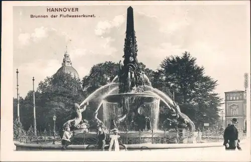 Ansichtskarte Hannover Brunnen der Flußwasserkunst 1913