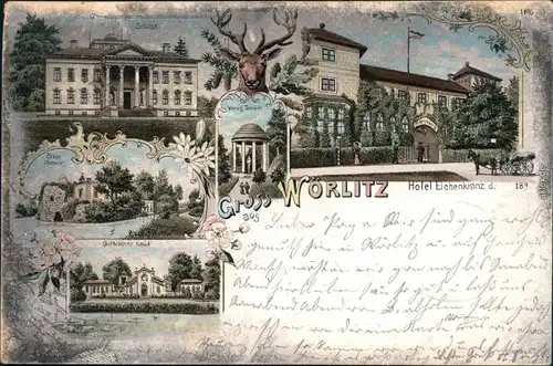 Wörlitz-Oranienbaum-Wörlitz Park, Schloß und Hotel Eichenkranz 1898 