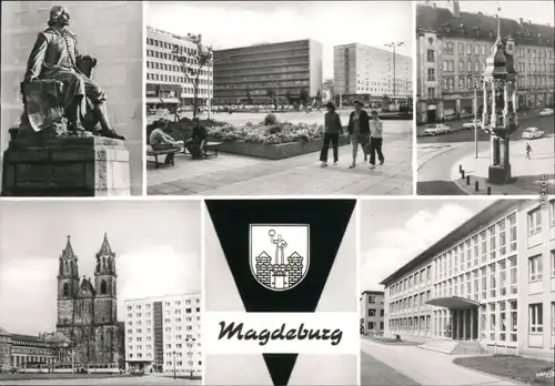 Magdeburg Otto-Guericke-Denkmal, Karl Marx Straße, Dom, Magdeburger Reiter 1979