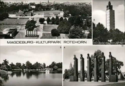 Magdeburg Rotehornpark: Aussichtsturm, Adolf-Mittag-See, Pferdetor 1980
