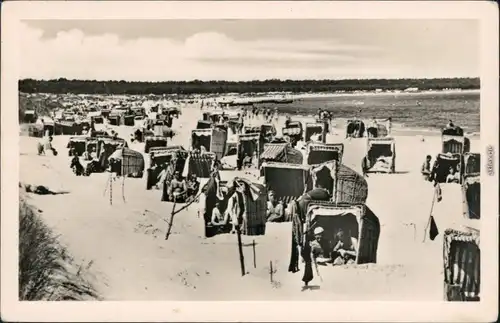 Ansichtskarte Prerow Strand mit vielen Strandkörben 1954