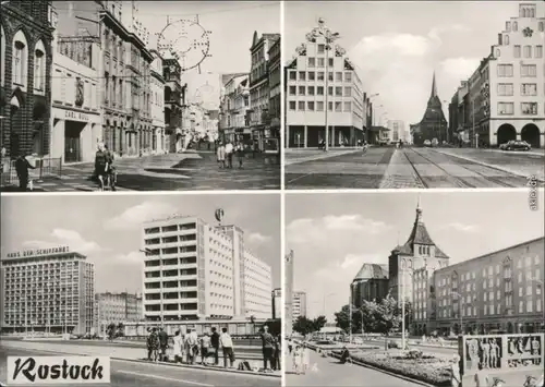 Rostock Kröpeliner Straße,   Schifffahrt und Hotel Warnow, Lange Straße 1974
