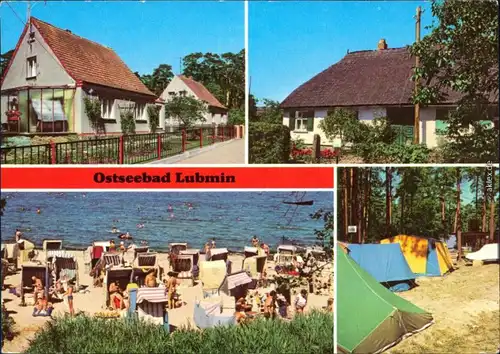 Ansichtskarte Lubmin Freester Straße, Schilfhaus, Strand, Zeltplatz 1978