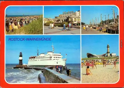 Warnemünde Rostock Strand, Kurhaus, Am Alten Strom, An der Mole g1987