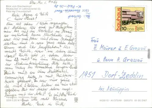 Finow Eberswalde Neubauten im Leibnitzviertel Platz der Freundschaft g1981