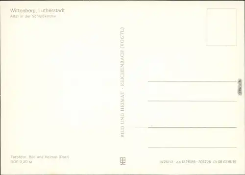 Ansichtskarte Lutherstadt Wittenberg Schloßkirche: Altar Ansichtskarte 1986