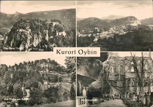 Ansichtskarte Oybin Berg Oybin, Überblick, Kirche am Berge, Bergfriedhof 1963