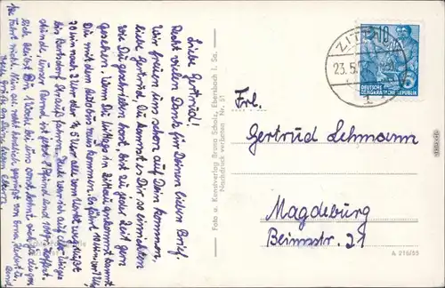 Ansichtskarte Zittau Blumenuhr 1957