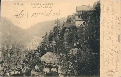 Ansichtskarte Oybin Berggasthof Oybin und Blick ins Oybinthal 1906