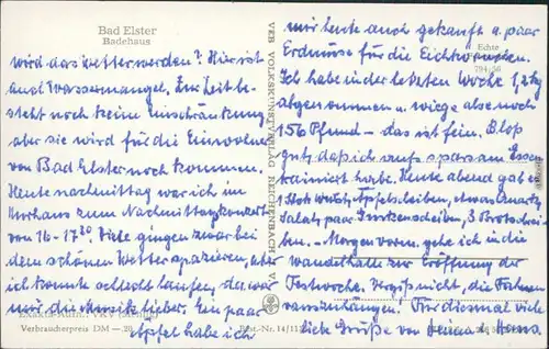 Ansichtskarte Bad Elster Badehaus 1956