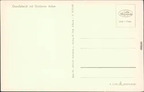 Ansichtskarte Bad Elster Gondelteich mit Goldener Anker 1954