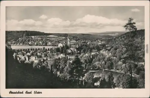 Ansichtskarte Bad Elster Panoramablick über den Ort 1954