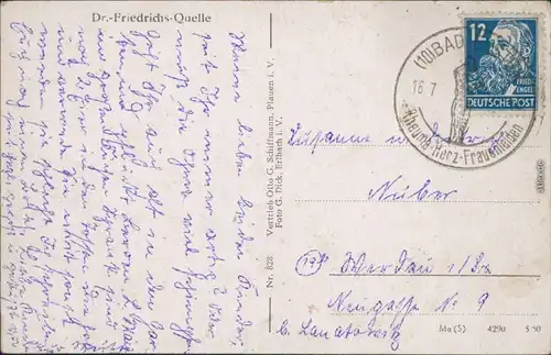 Ansichtskarte Bad Elster Dr.-Friedrichs-Quelle 1950