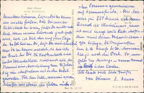 Ansichtskarte Bad Elster Altes Badehaus 1958