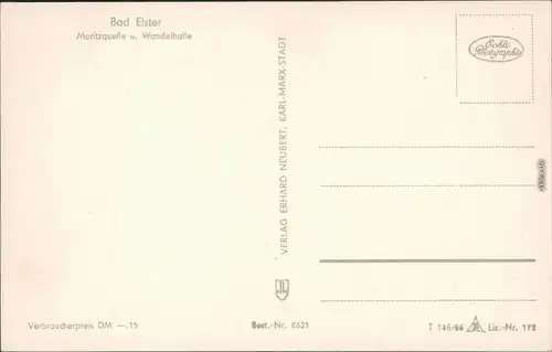 Ansichtskarte Bad Elster Moritzquelle und Wandelhalle 1956