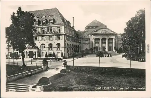 Ansichtskarte Bad Elster Sanatorium Sachsenhof und Kurtheater 1955