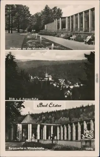 Ansichtskarte Bad Elster Wandelhalle mit Panoramablick 1955