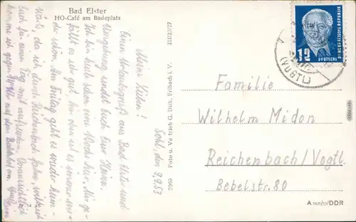 Ansichtskarte Bad Elster Badecafé mit Badeplatz 1953