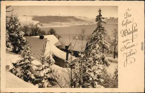  Glückwunsch - Neujahr/Sylvester im Wintergewand ein Bauerngehöft 1938