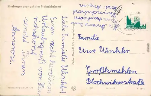 Ansichtskarte Rogätz Schloss Heinrichshorst 1963
