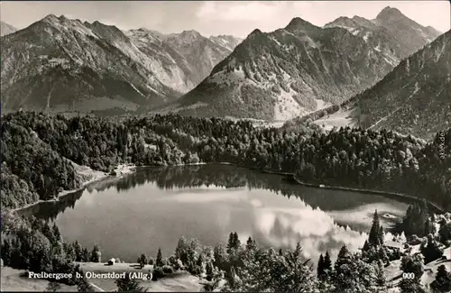 Ansichtskarte Obersdorf Freibergsee mit Bergmassiv im Hintergrund 1955