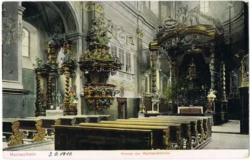 Mariaschein-Graupen Bohosudov Krupka Basilika - Innenansicht 1909 