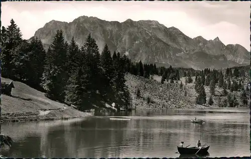 Ansichtskarte Krün Grubsee mit Booten 1963