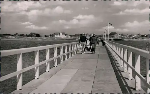 Ansichtskarte St. Peter-Ording Brücke zur Sandbank 1960
