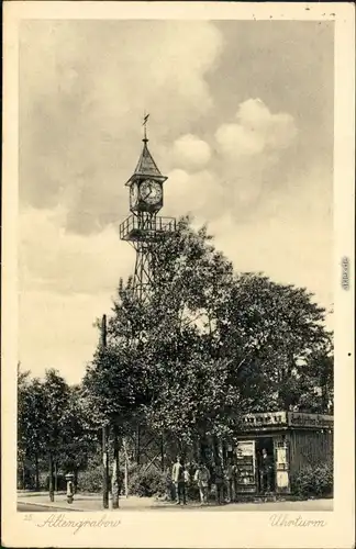 Ansichtskarte Altengrabow Uhrturm mit Kiosk davor 1938