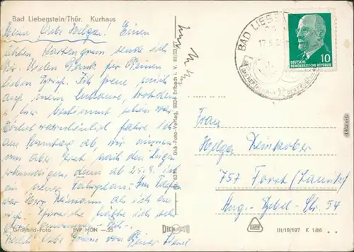 Ansichtskarte Bad Liebenstein Kurhaus 1966