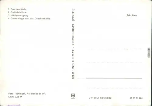 Syrau (Vogtland) Drachenhöhle: Freilichtbühne, Höhlenausgang, Grünanlage 1982