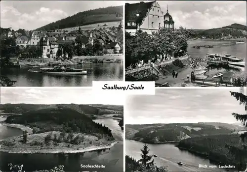 Saalburg-Ebersdorf (Saale) Panorama Saaleschleife, Bootsanlegestelle 1981