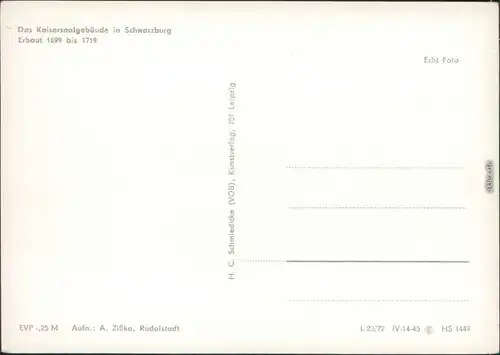 Ansichtskarte Schwarzburg Kaisersaalgebäude 1972