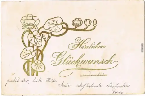 Ansichtskarte Ansichtskarte Neujahr - JUgenstilornament 1905 Goldrand