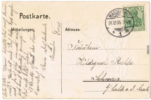 Ansichtskarte Ansichtskarte Neujahr - JUgenstilornament 1905 Goldrand