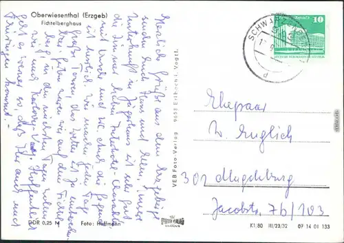 Ansichtskarte Oberwiesenthal Fichtelberghaus und Wetterwarte 1980